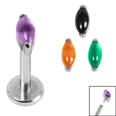 view all Titanium Internally Threaded Labrets 1.2mm - Titanium Claw Set Single Marquise Stone body jewellery