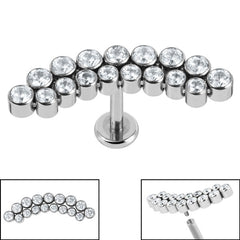 Titanium Internally Threaded Labrets 1.2mm - Titanium Bezel Set Hepburn Jewelled Crescent