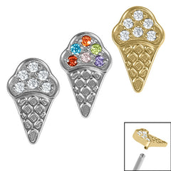 view all Titanium Claw Set Jewelled Ice Cream Cone for Internal Thread shafts in 1.2mm body jewellery