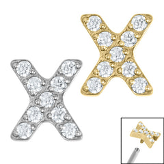 view all Titanium Claw Set Jewelled X Top for Internal Thread shafts in 1.2mm body jewellery