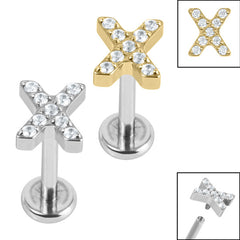 view all Titanium Internally Threaded Labrets 1.2mm - Titanium Claw Set Jewelled X body jewellery
