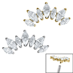 view all Titanium Claw Set 7 CZ Jewelled Marquise Crown for Internal Thread shafts in 1.2mm body jewellery