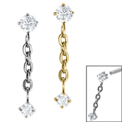 view all Titanium Claw Set Double Jewelled Drop Chain for Internal Thread shafts in 1.2mm body jewellery