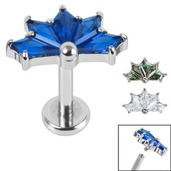 view all Titanium Internally Threaded Labrets 1.2mm - Titanium Claw Set Jewelled Sensu Kite Fan body jewellery