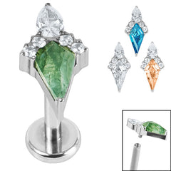 view all Titanium Internally Threaded Labrets 1.2mm - Titanium Claw Set Stella Jewelled Kite body jewellery