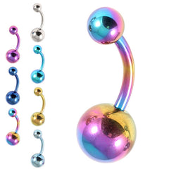 view all Titanium Belly Bar 1.6mm with 8-5 balls body jewellery