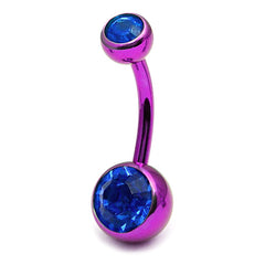 view all Titanium Double Jewelled Belly Bars 12mm Anodised body jewellery