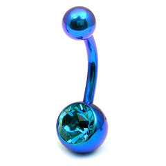 view all Titanium Single Jewelled Belly Bars 10mm Anodised body jewellery