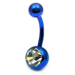 view all Titanium Single Jewelled Belly Bars 12mm Anodised body jewellery