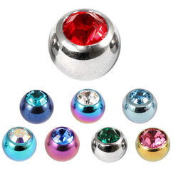view all Titanium Threaded Jewelled Balls 1.6x5mm body jewellery