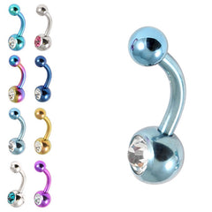 view all Titanium Baby Jewelled Belly Bar body jewellery