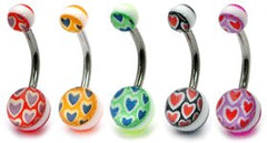 view all Acrylic Sherbet Heart Belly Bar body jewellery