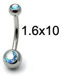 Steel Baby Double Jewelled Belly Bars - 10mm