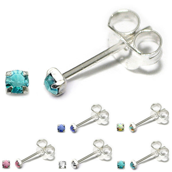 Silver Crystal Studs ST11 - ST12 - ST13 - Claw Set