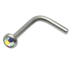 view all Steel L Shaped Jewelled Nose Stud body jewellery