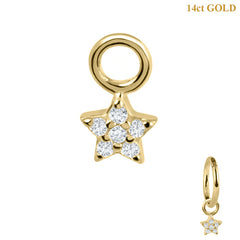 view all belong 14ct Solid Gold 5 Point CZ Jewelled Star Charm body jewellery