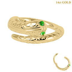 view all belong 14ct Solid Gold Jewelled Snake Eyes Hinged Clicker Ring body jewellery