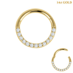 view all belong 14ct Solid Gold Pave Set Eternity Hinged Clicker Ring body jewellery