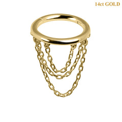 view all belong 14ct Solid Gold Ripple Loop Chain Drop Hinged Clicker Ring body jewellery