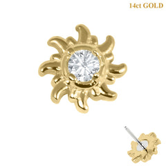 view all belong 14ct Solid Gold Threadless (Bend fit) Celestial Sun Jewel body jewellery