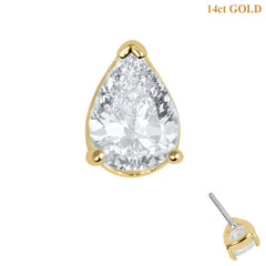 view all belong 14ct Solid Gold Threadless (Bend fit) Claw Set CZ Jewelled Pear Cut body jewellery