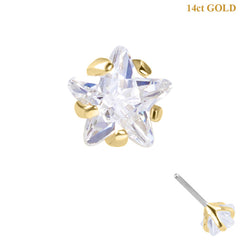 view all belong 14ct Solid Gold Threadless (Bend fit) Claw Set CZ Jewelled Star body jewellery