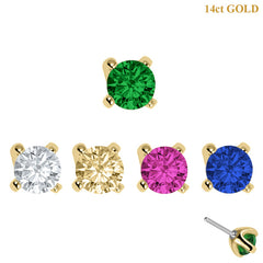 view all belong 14ct Solid Gold Threadless (Bend fit) Claw Set Round CZ Jewel 3mm body jewellery