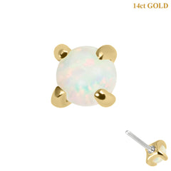 view all belong 14ct Solid Gold Threadless (Bend fit) Claw Set Round Opal body jewellery