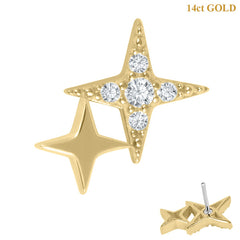 view all belong 14ct Solid Gold Threadless (Bend fit) Zeta Double Star body jewellery