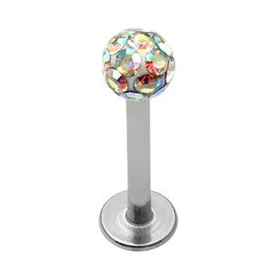Smooth Glitzy Ball Labrets 1.2mm Gauge