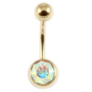 Zircon Titanium Jewelled Belly Bars (Gold colour)