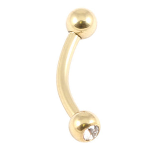 Zircon Titanium Double Jewelled Micro Curved Barbell 1.2mm (Gold colour)