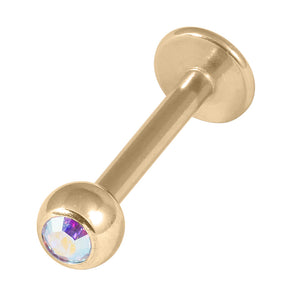 Zircon Steel Jewelled Labrets 1.2mm (Gold colour)