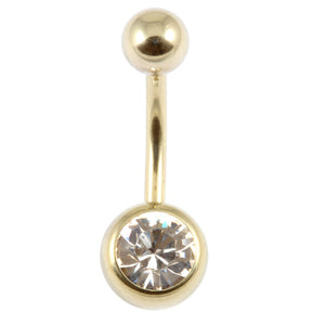 Zircon Steel Jewelled Belly Bars (Gold colour)