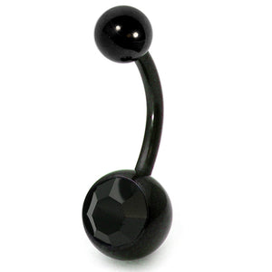 Black Steel Jewelled Belly Bars