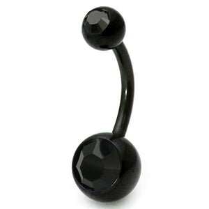 Black Steel Double Jewelled Belly Bars