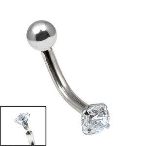 Titanium Internally Threaded Curved Bar 1.6mm - Titanium Claw Set Round Jewel