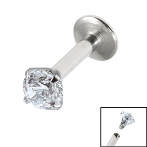 Titanium Internally Threaded Labrets 1.6mm - Titanium Claw Set Round Jewel