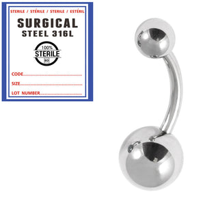Sterile Steel Belly Bar 1.6mm with 8-5 balls