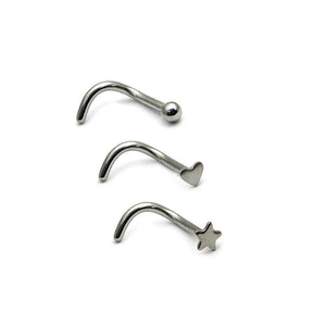 Multipack - Steel Ball, Heart & Star Nose Studs