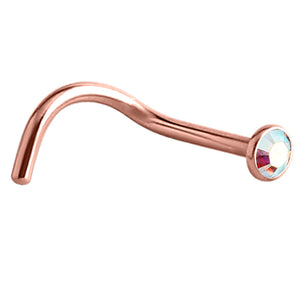 Rose Gold Steel Jewelled Nose Stud
