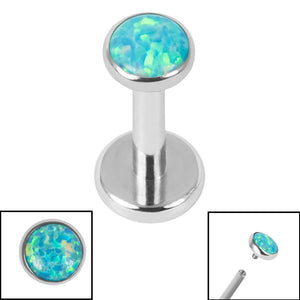 Titanium Internally Threaded Labrets 1.6mm - Titanium Bezel Set Opal Disk