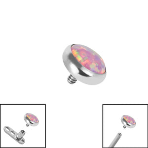 Titanium Bezel Set Opal Disk for Internal Thread shafts in 1.6mm. Also fits Dermal Anchor