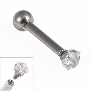 Titanium Internally Threaded Micro Barbells 1.2mm - Steel Claw Set Jewelled Star