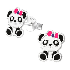 Sterling Silver Pretty Panda Ear Stud Earrings