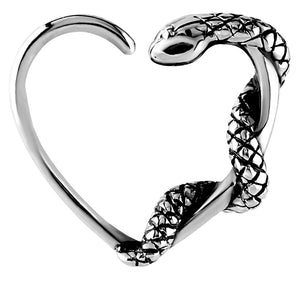 Steel Snake Continuous Heart Twist Rings