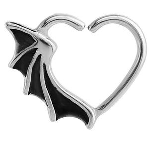 Steel Bat Wing Continuous Heart Twist Ring