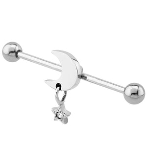 Steel Moon and Star Industrial Scaffold Barbell IND37