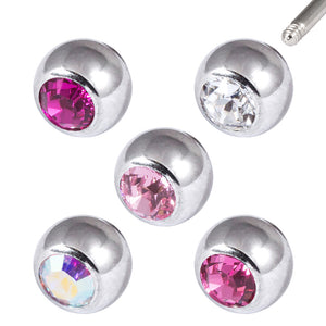 Multipack - Surgical Steel Threaded Jewelled Balls Set