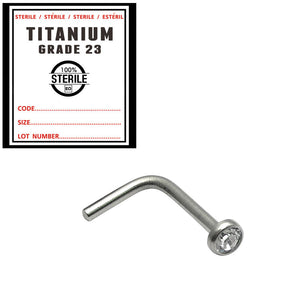 Sterile Titanium L Shaped Jewelled Nose Stud